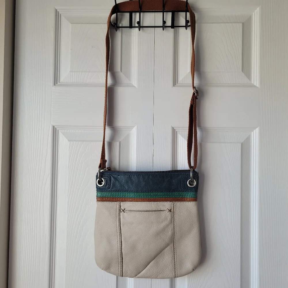 The Sak Cream and Brown Crossbody Bag Purse Leather
